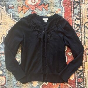 Croft&Barrow Embroidered Black Cardigan